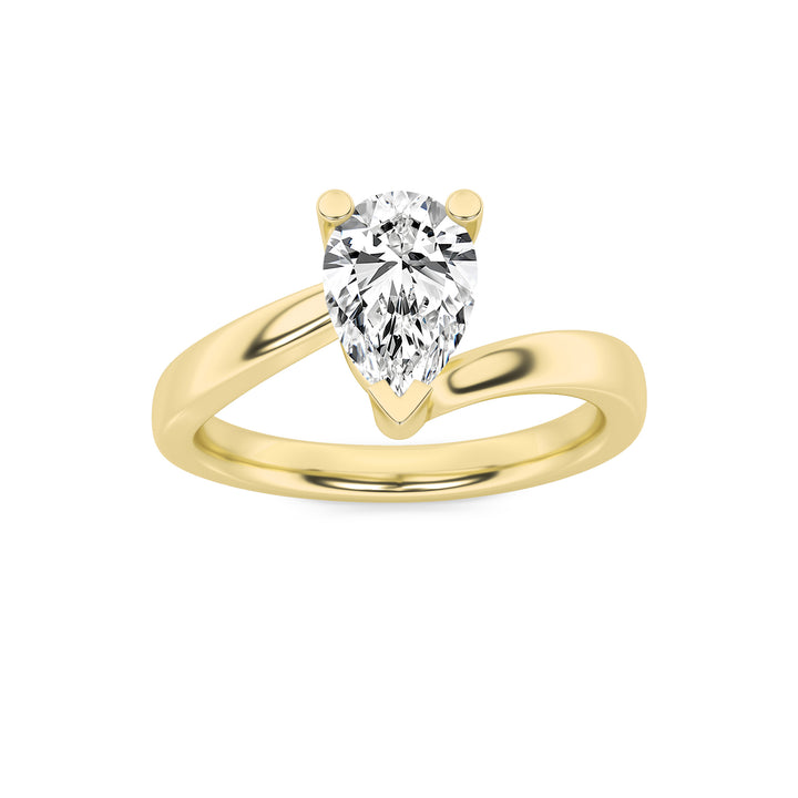 2Cttw Pear Shaped Lab Grown Diamond (F/VS) BypassShank Engagement Ring in 14K Gold