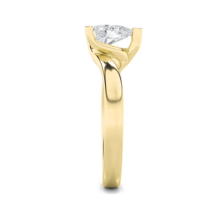 2Cttw Pear Shaped Lab Grown Diamond (F/VS) BypassShank Engagement Ring in 14K Gold