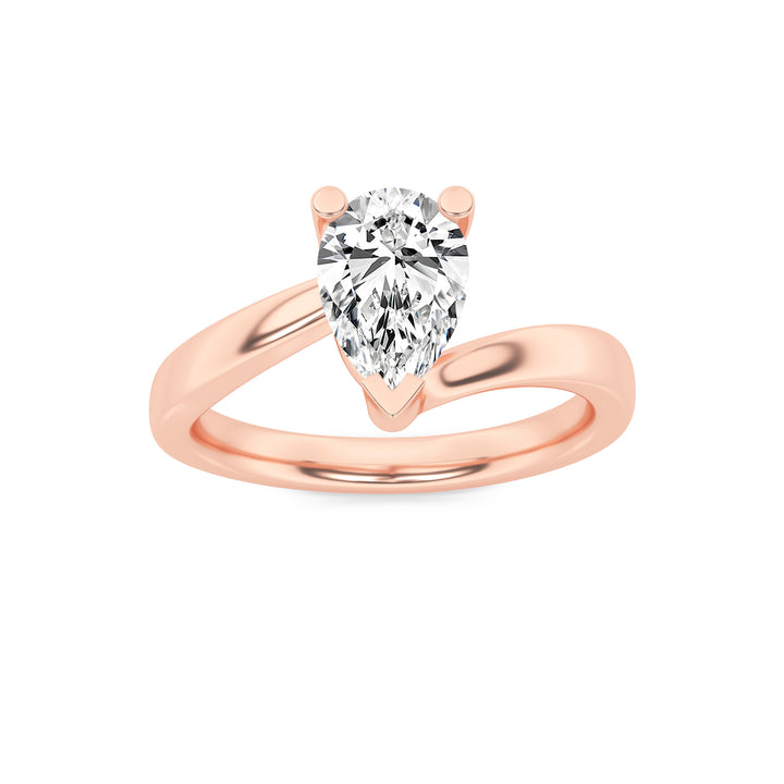 2Cttw Pear Shaped Lab Grown Diamond (F/VS) BypassShank Engagement Ring in 14K Gold