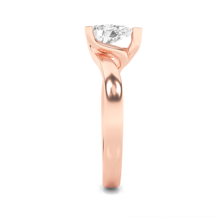 2Cttw Pear Shaped Lab Grown Diamond (F/VS) BypassShank Engagement Ring in 14K Gold