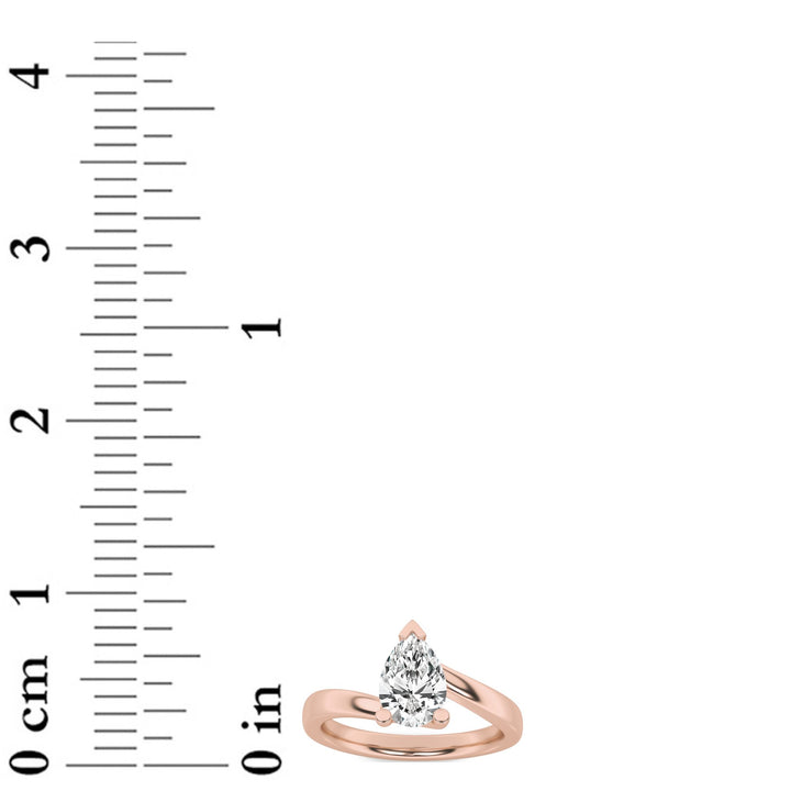 2Cttw Pear Shaped Lab Grown Diamond (F/VS) BypassShank Engagement Ring in 14K Gold