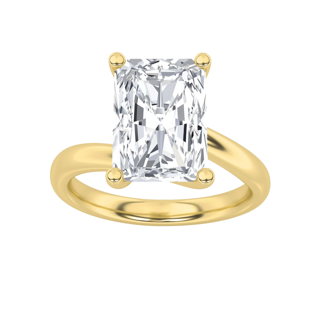 1CTW Radiant Shaped Lab Grown Diamond (F/VS) Bypass Shank Engagement Ring in 14K Gold