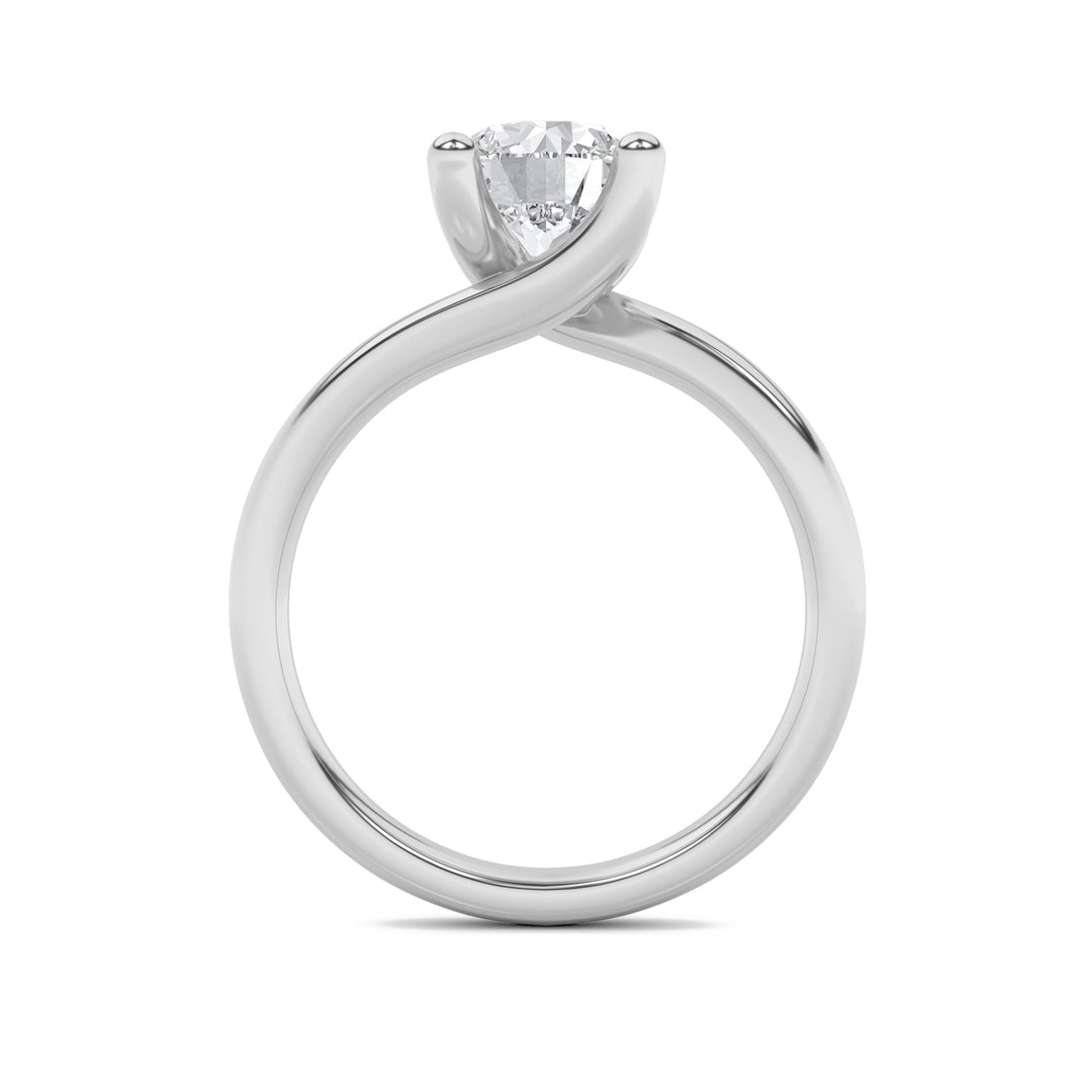 1CTW Round Shaped Lab Grown Diamond (F/VS) Bypass Shank Engagement Ring in 14K Gold