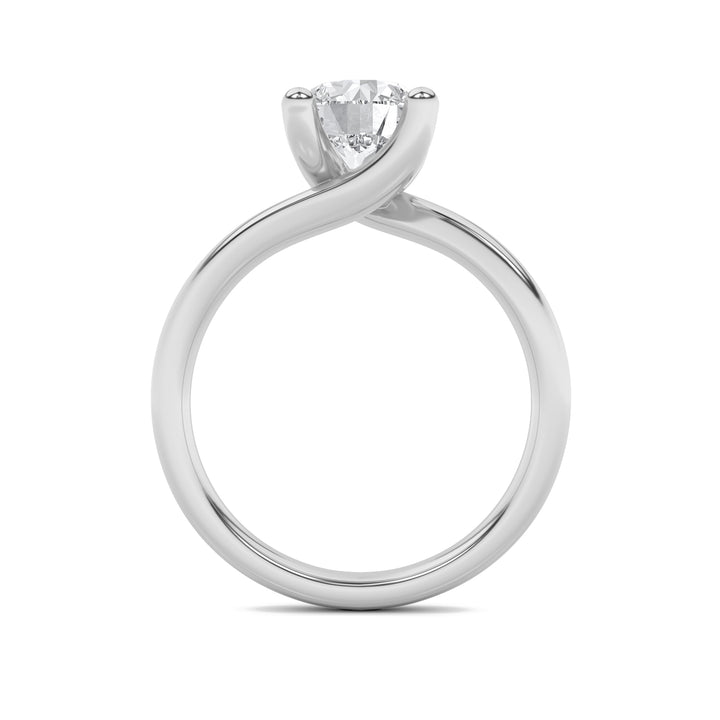 1CTW Round Shaped Lab Grown Diamond (F/VS) Bypass Shank Engagement Ring in 14K Gold