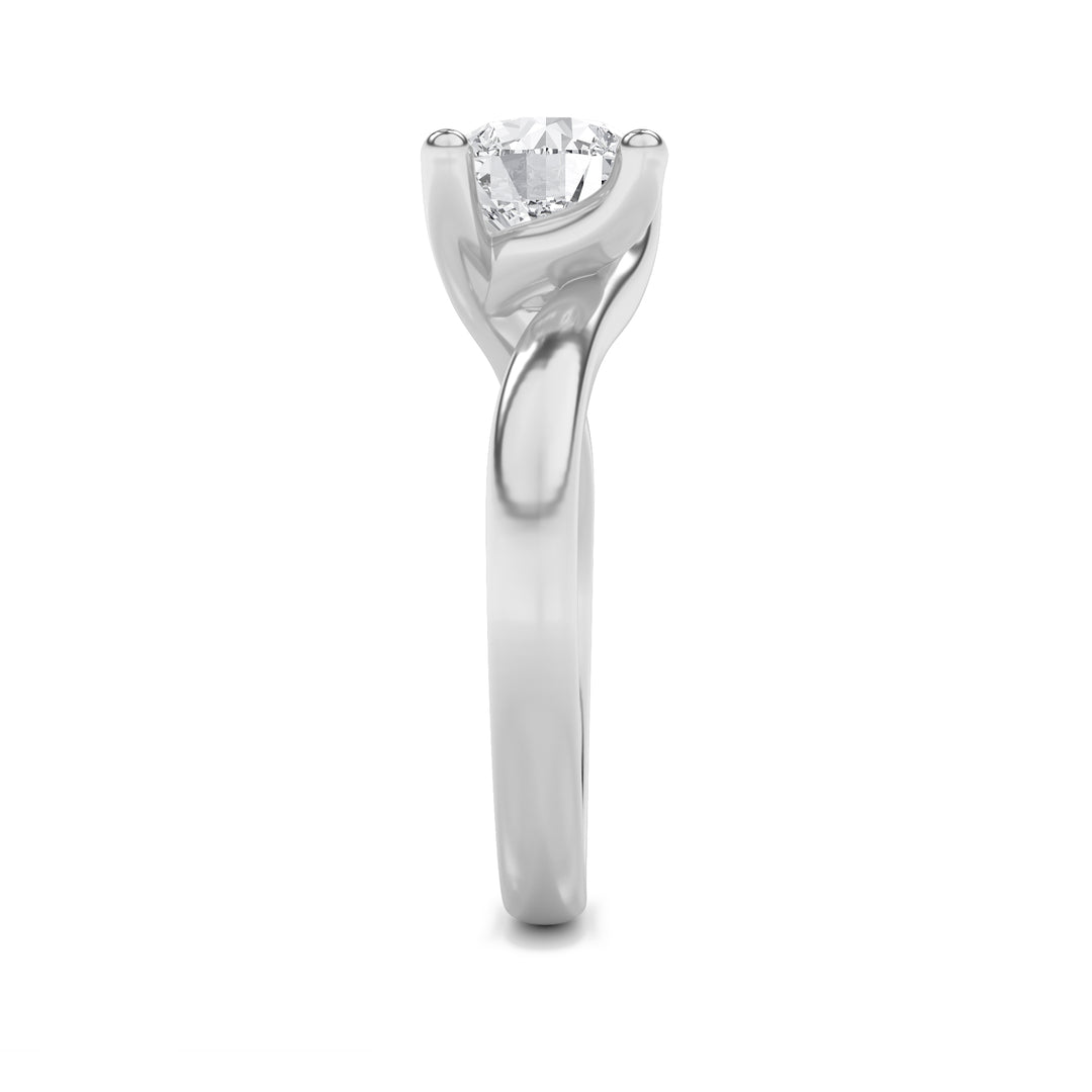 1CTW Round Shaped Lab Grown Diamond (G/VS) Bypass Shank Engagement Ring in 14K Gold