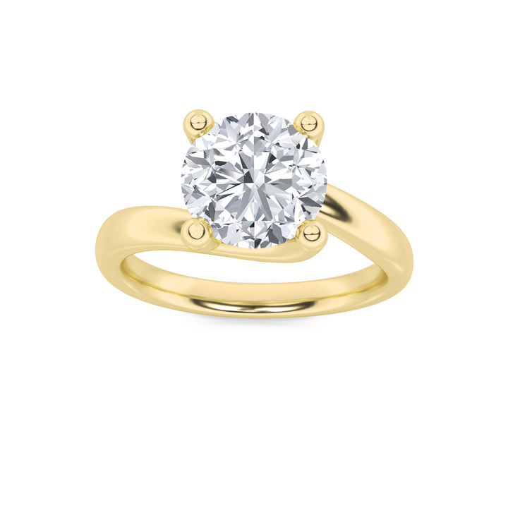 1CTW Round Shaped Lab Grown Diamond (G/VS) Bypass Shank Engagement Ring in 14K Gold
