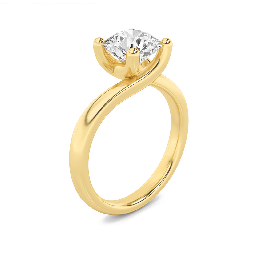 1CTW Round Shaped Lab Grown Diamond (G/VS) Bypass Shank Engagement Ring in 14K Gold