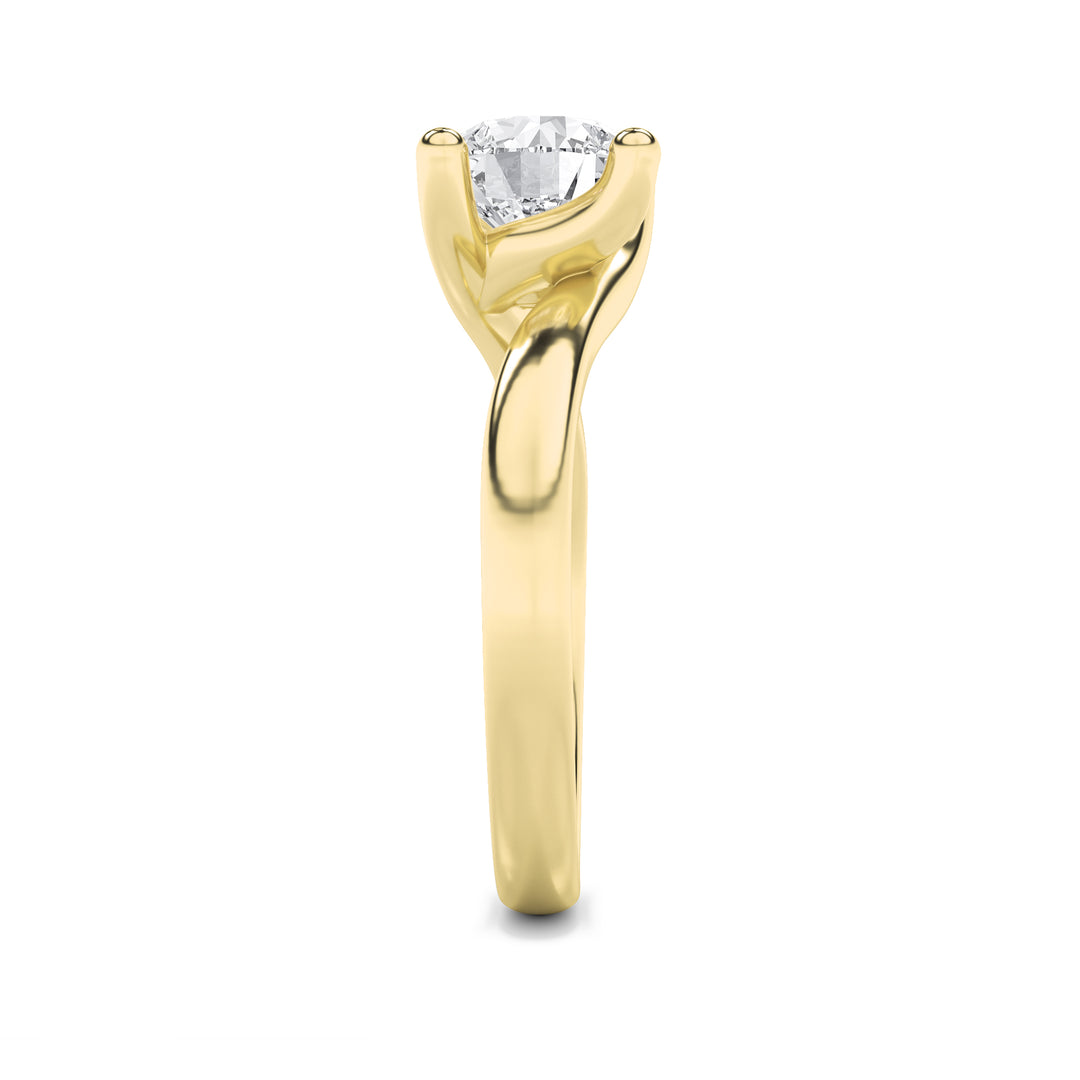 1CTW Round Shaped Lab Grown Diamond (G/VS) Bypass Shank Engagement Ring in 14K Gold