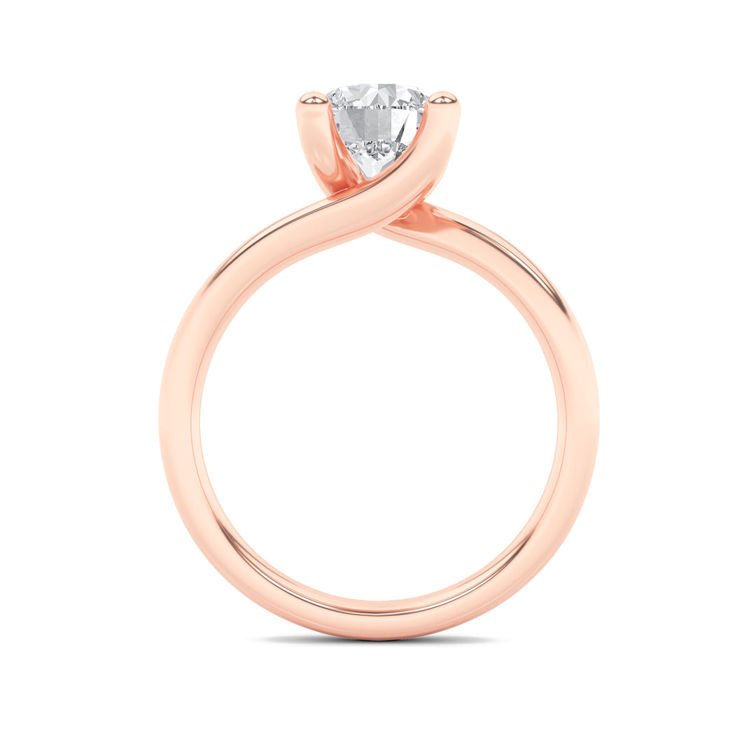 1CTW Round Shaped Lab Grown Diamond (G/VS) Bypass Shank Engagement Ring in 14K Gold
