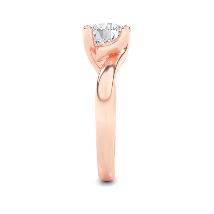 1CTW Round Shaped Lab Grown Diamond (G/VS) Bypass Shank Engagement Ring in 14K Gold