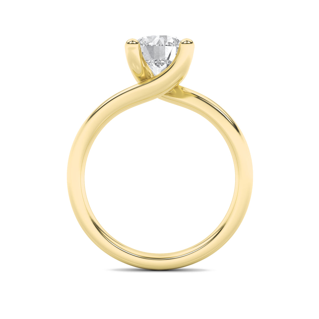 1.5CTW Round Shaped Lab Grown Diamond (F/VS) Bypass Shank Engagement Ring in 14K Gold
