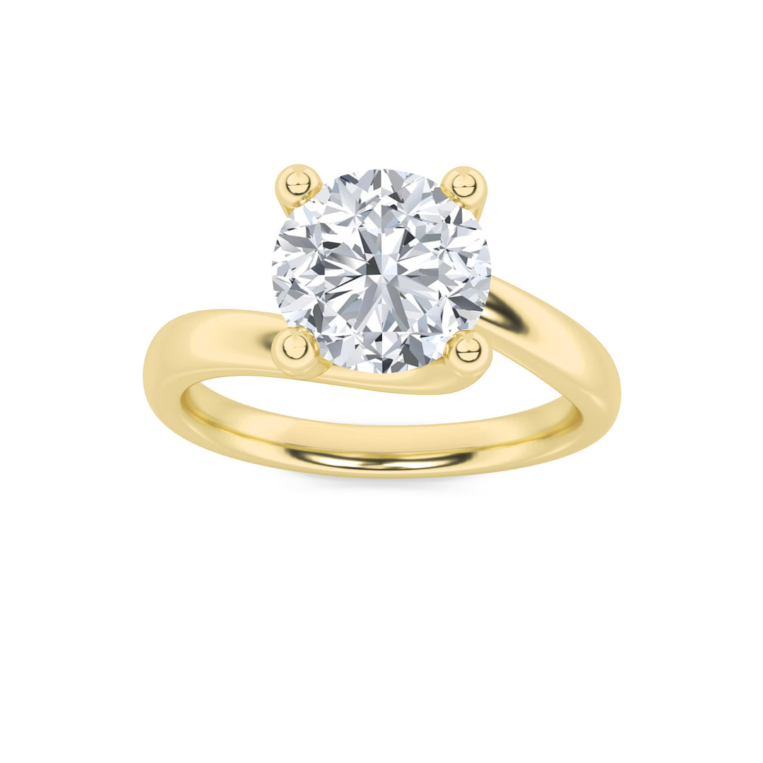 2Cttw Round Shaped Lab Grown Diamond (G/VS) Bypass Shank Engagement Ring in 14K Gold
