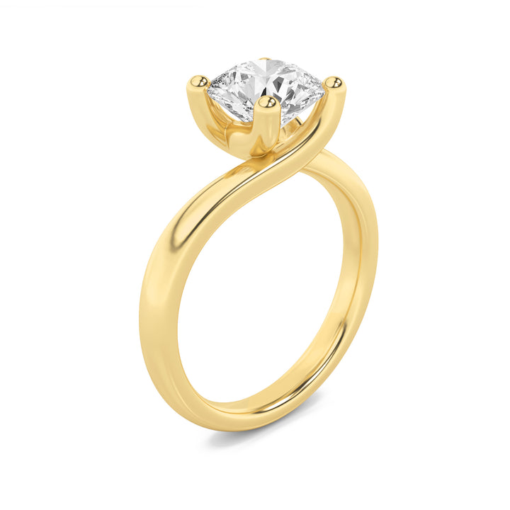 2Cttw Round Shaped Lab Grown Diamond (G/VS) Bypass Shank Engagement Ring in 14K Gold