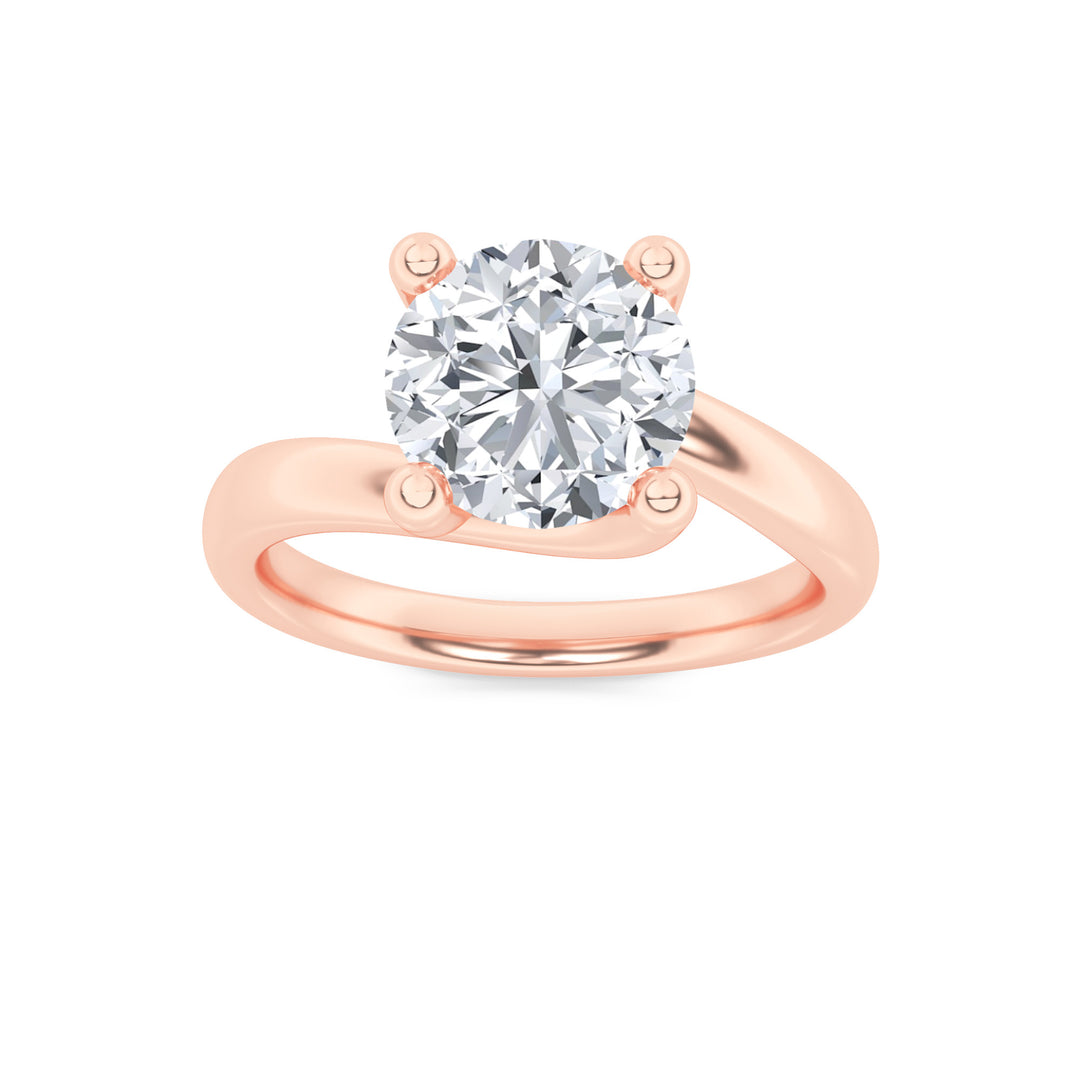 2Cttw Round Shaped Lab Grown Diamond (F/VS) Bypass Shank Engagement Ring in 14K Gold
