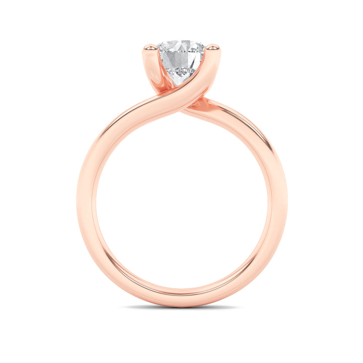 2Cttw Round Shaped Lab Grown Diamond (F/VS) Bypass Shank Engagement Ring in 14K Gold
