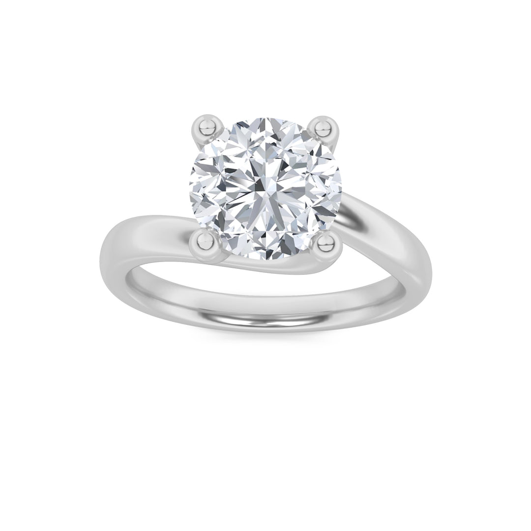 3Cttw Round Shaped Lab Grown Diamond (F/VS) Bypass Shank Engagement Ring in 14K Gold