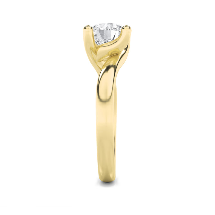 3Cttw Round Shaped Lab Grown Diamond (F/VS) Bypass Shank Engagement Ring in 14K Gold