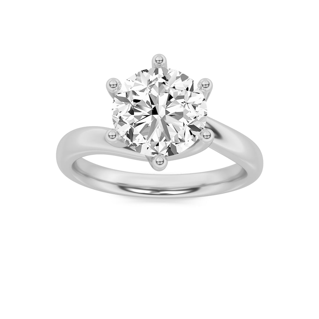 1CTW Round Shaped Lab Grown Diamond (F/VS) Bypass Shank Engagement Ring in 14K Gold