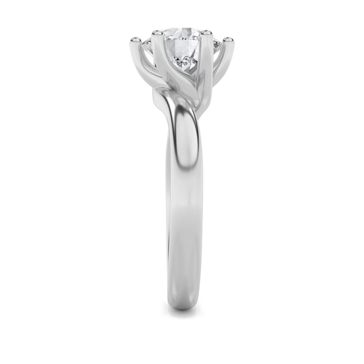1CTW Round Shaped Lab Grown Diamond (F/VS) Bypass Shank Engagement Ring in 14K Gold