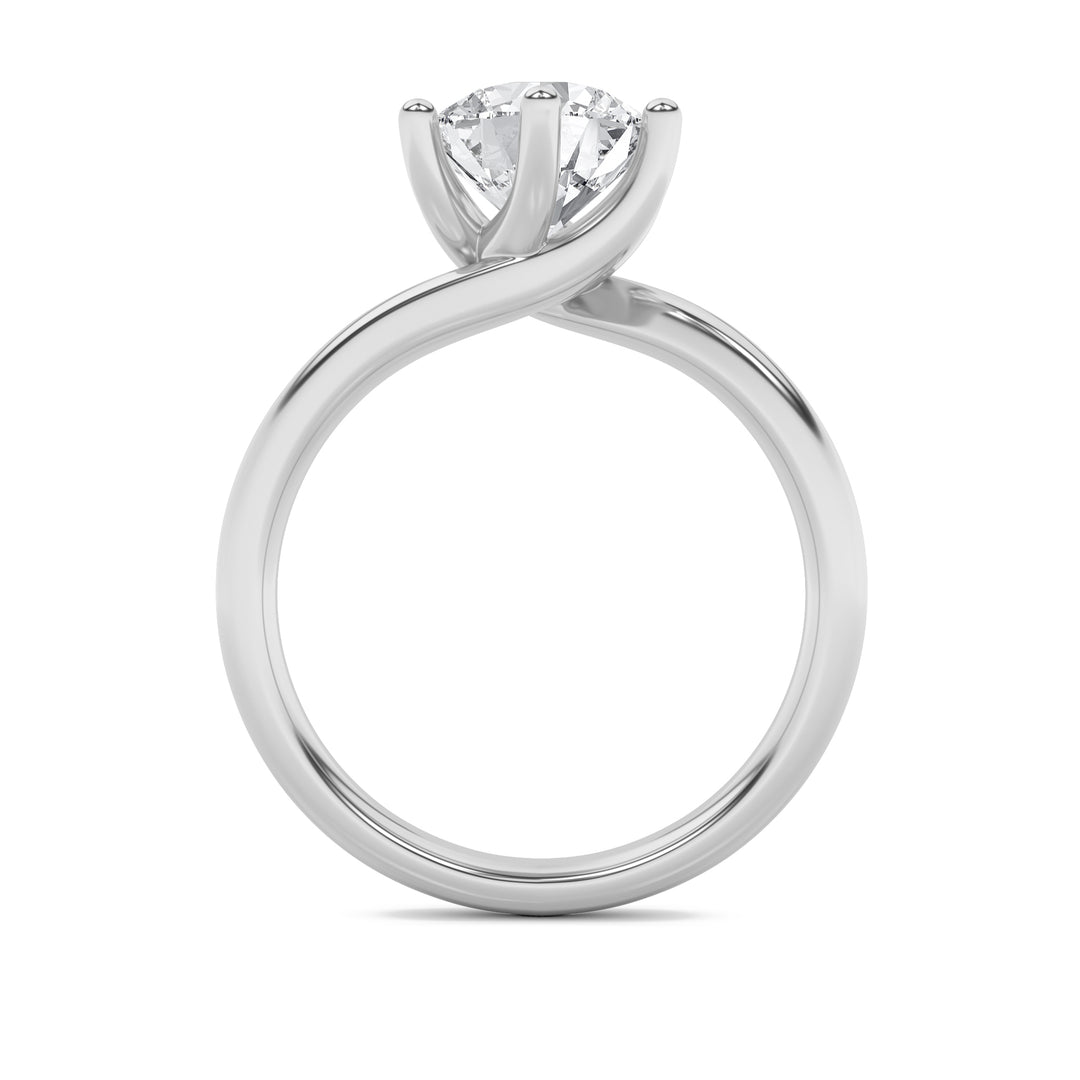 1CTW Round Shaped Lab Grown Diamond (F/VVS) Bypass Shank Engagement Ring in 14K Gold