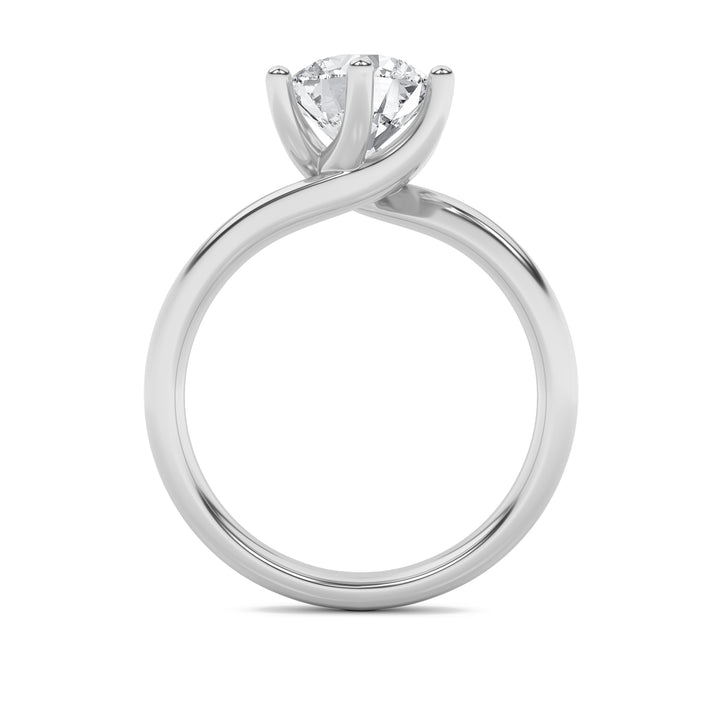 1CTW Round Shaped Lab Grown Diamond (F/VVS) Bypass Shank Engagement Ring in 14K Gold