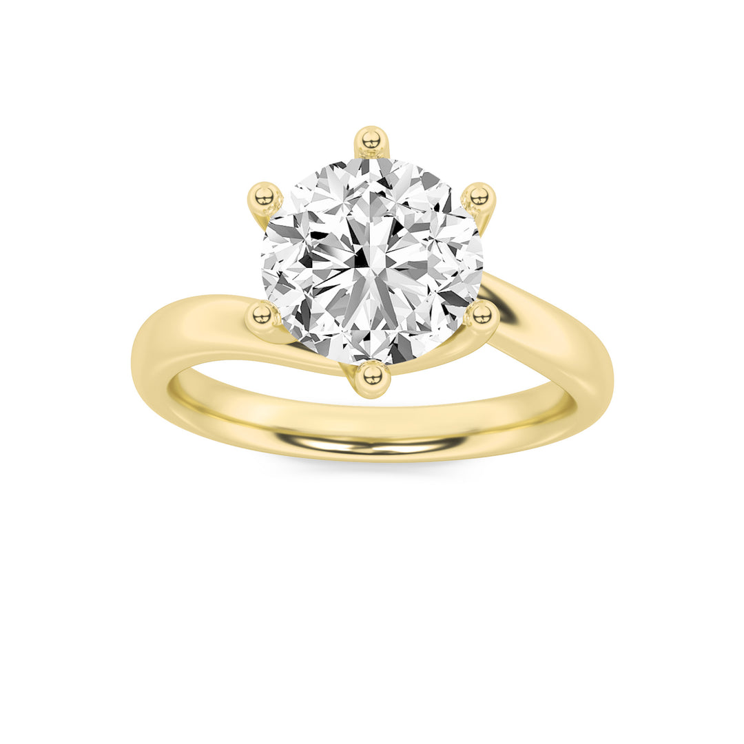 1CTW Round Shaped Lab Grown Diamond (F/VS) Bypass Shank Engagement Ring in 14K Gold