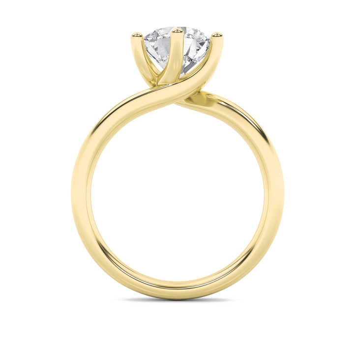 1CTW Round Shaped Lab Grown Diamond (F/VS) Bypass Shank Engagement Ring in 14K Gold