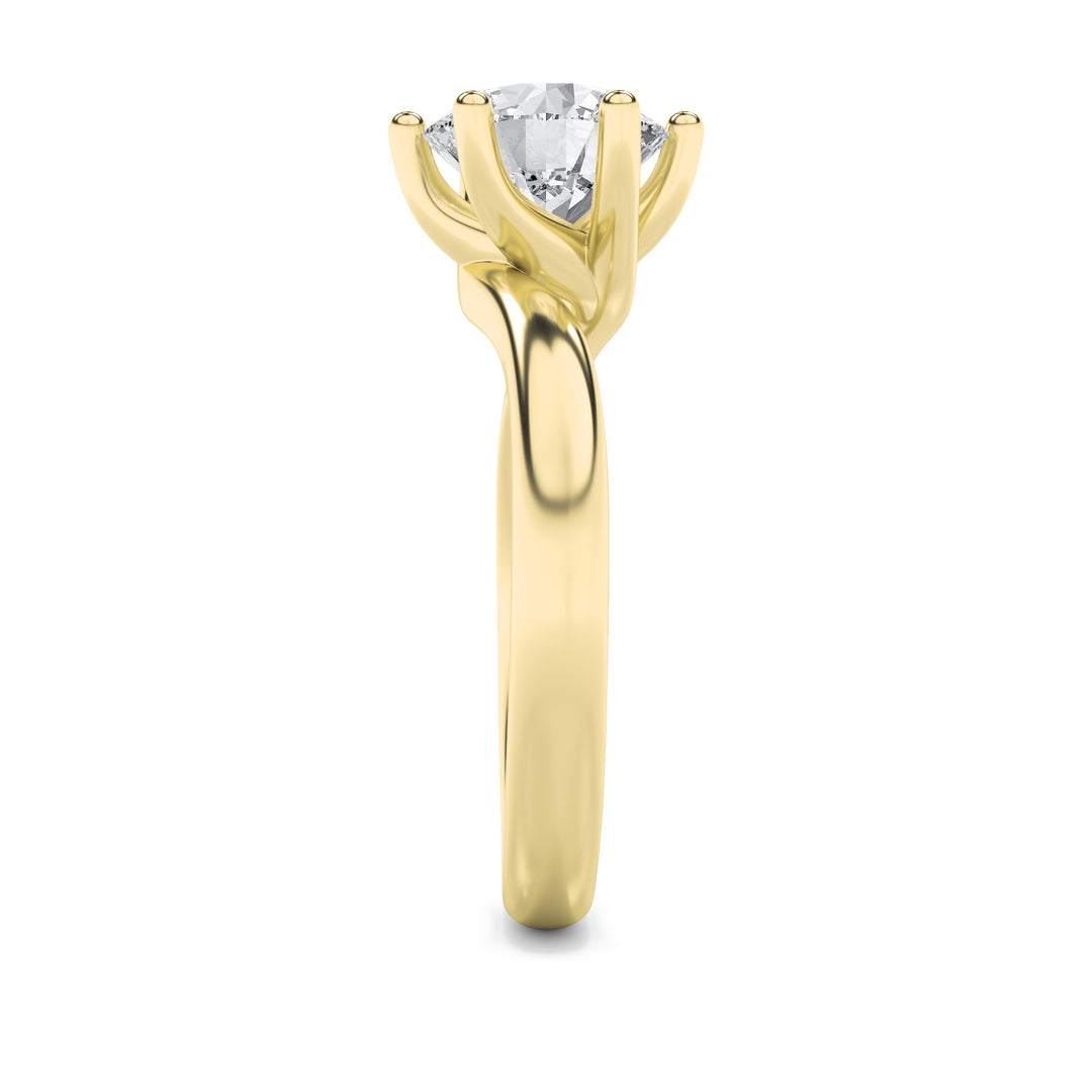1CTW Round Shaped Lab Grown Diamond (F/VS) Bypass Shank Engagement Ring in 14K Gold