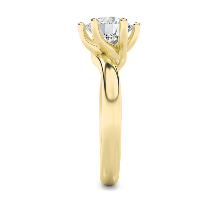 1CTW Round Shaped Lab Grown Diamond (F/VS) Bypass Shank Engagement Ring in 14K Gold