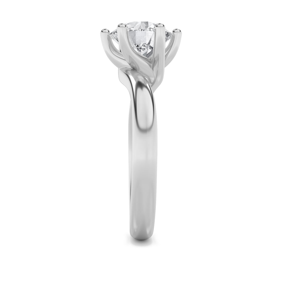 2Cttw Round Shaped Lab Grown Diamond (F/VS) Bypass Shank Engagement Ring in 14K Gold