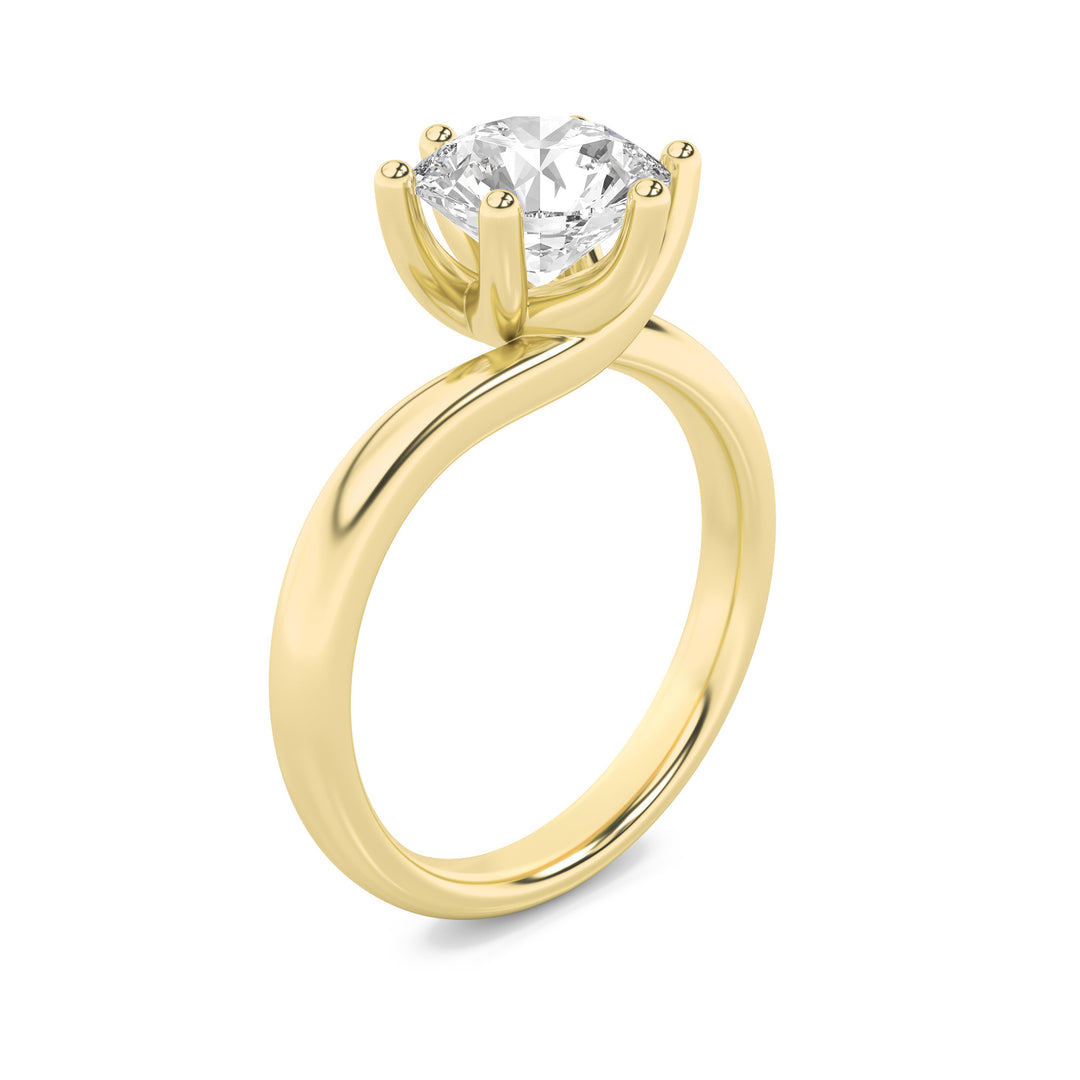 2Cttw Round Shaped Lab Grown Diamond (F/VS) Bypass Shank Engagement Ring in 14K Gold