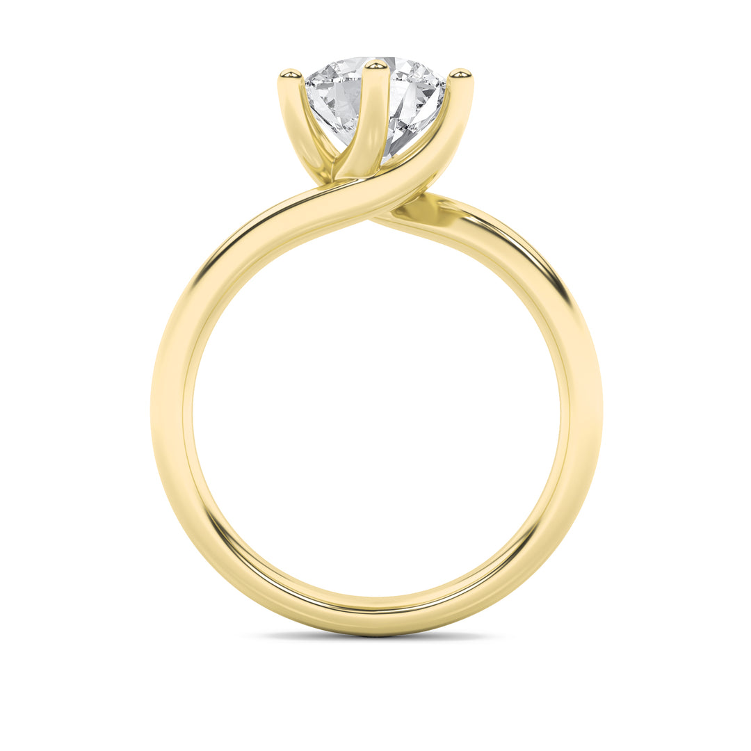 2Cttw Round Shaped Lab Grown Diamond (F/VS) Bypass Shank Engagement Ring in 14K Gold