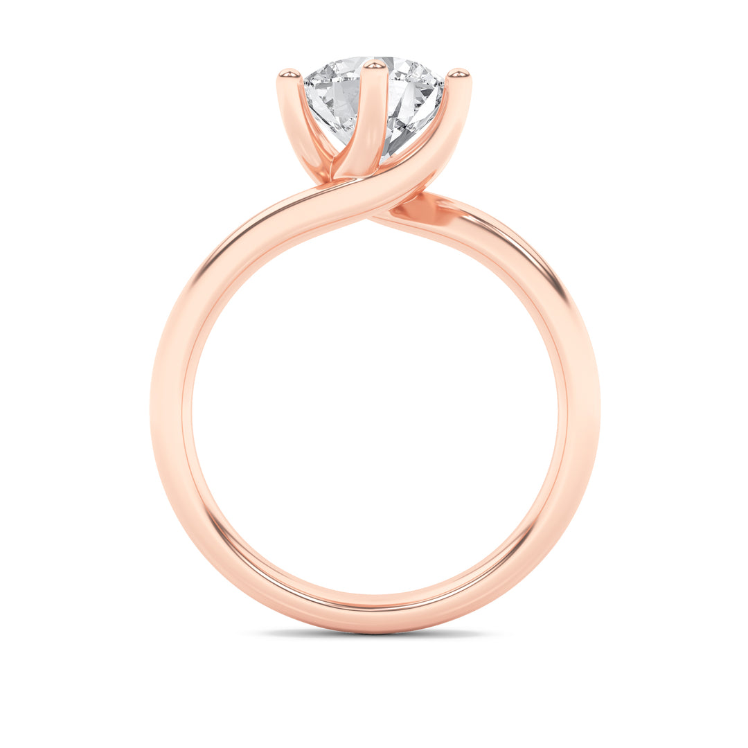2Cttw Round Shaped Lab Grown Diamond (F/VS) Bypass Shank Engagement Ring in 14K Gold