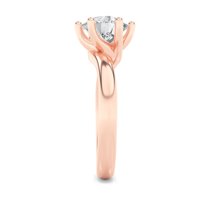 2Cttw Round Shaped Lab Grown Diamond (F/VS) Bypass Shank Engagement Ring in 14K Gold