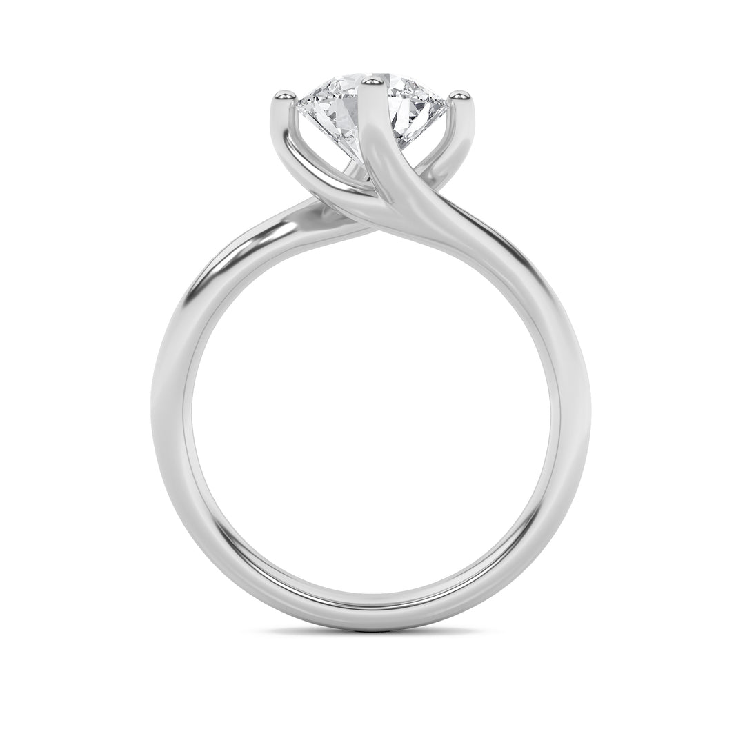 1CTW Round Shaped Lab Grown Diamond (F/VS) Bypass Shank Engagement Ring in 14K Gold