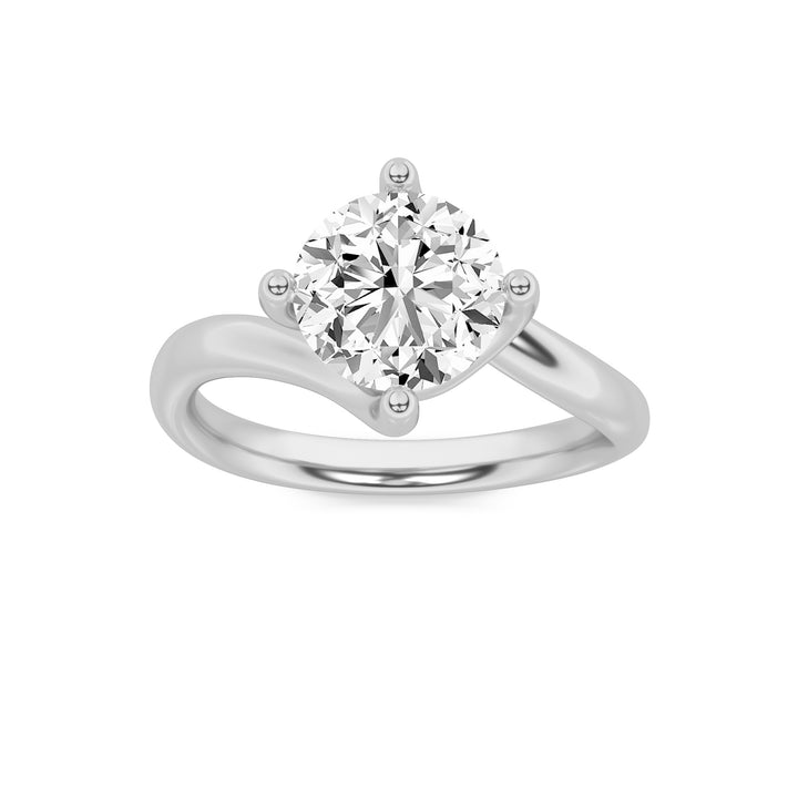 1CTW Round Shaped Lab Grown Diamond (F/VVS) Bypass Shank Engagement Ring in 14K Gold