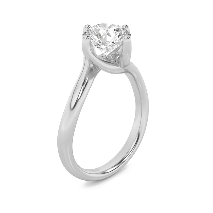 1CTW Round Shaped Lab Grown Diamond (F/VVS) Bypass Shank Engagement Ring in 14K Gold