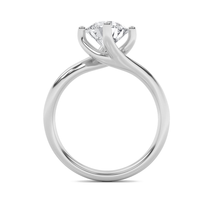 1CTW Round Shaped Lab Grown Diamond (F/VVS) Bypass Shank Engagement Ring in 14K Gold