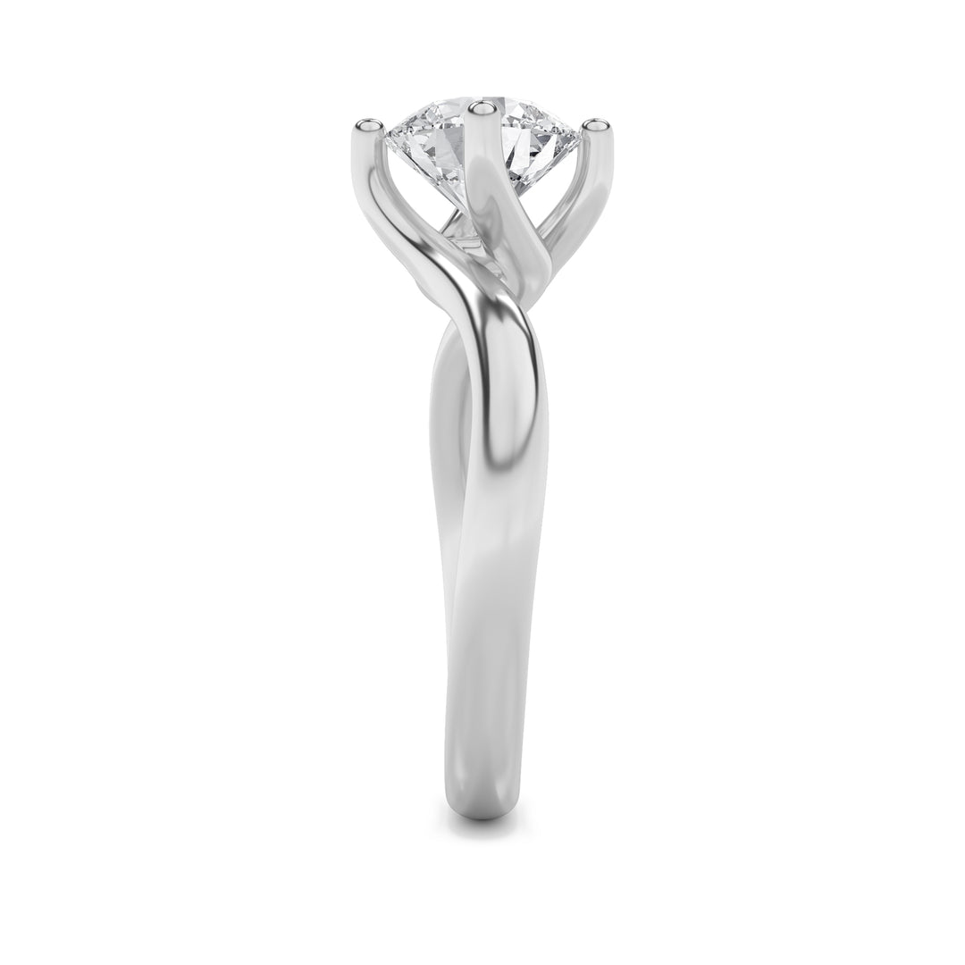 1CTW Round Shaped Lab Grown Diamond (F/VVS) Bypass Shank Engagement Ring in 14K Gold