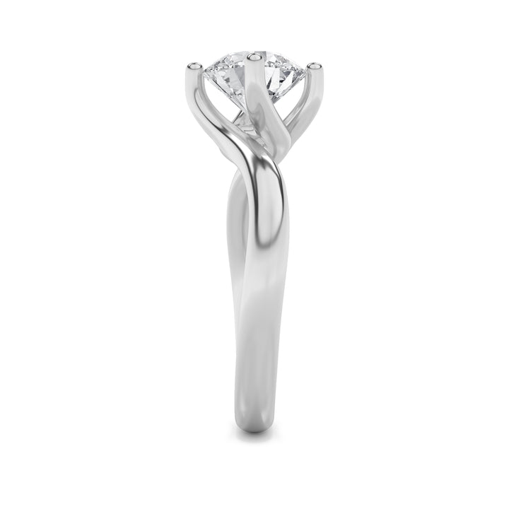 1CTW Round Shaped Lab Grown Diamond (F/VVS) Bypass Shank Engagement Ring in 14K Gold