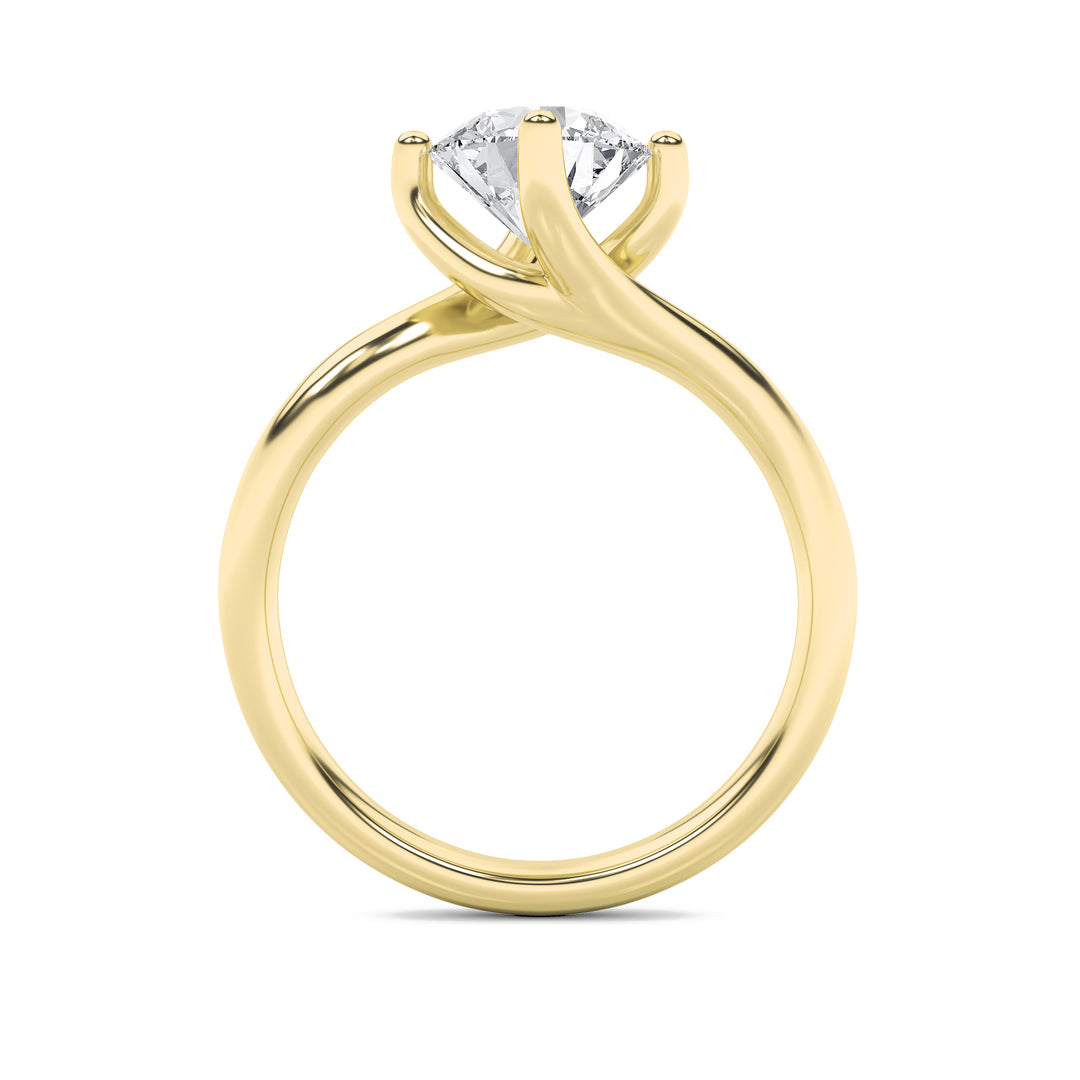 1CTW Round Shaped Lab Grown Diamond (F/VS) Bypass Shank Engagement Ring in 14K Gold