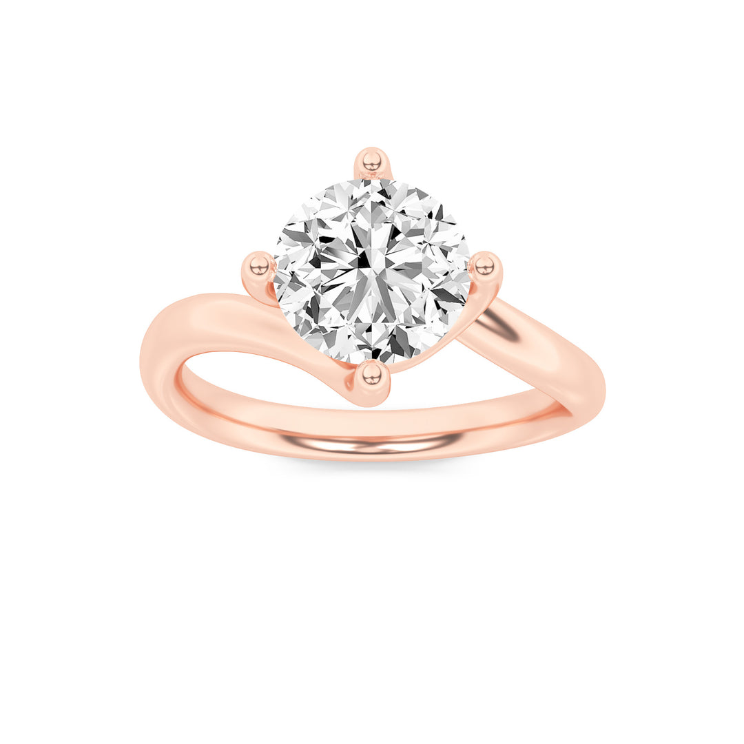 1CTW Round Shaped Lab Grown Diamond (F/VS) Bypass Shank Engagement Ring in 14K Gold