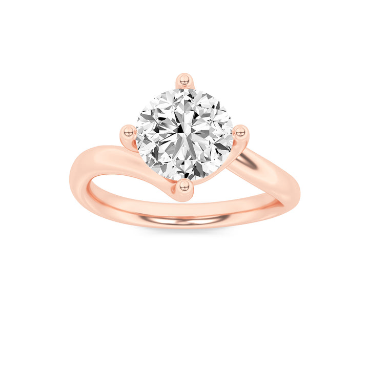 1CTW Round Shaped Lab Grown Diamond (F/VS) Bypass Shank Engagement Ring in 14K Gold