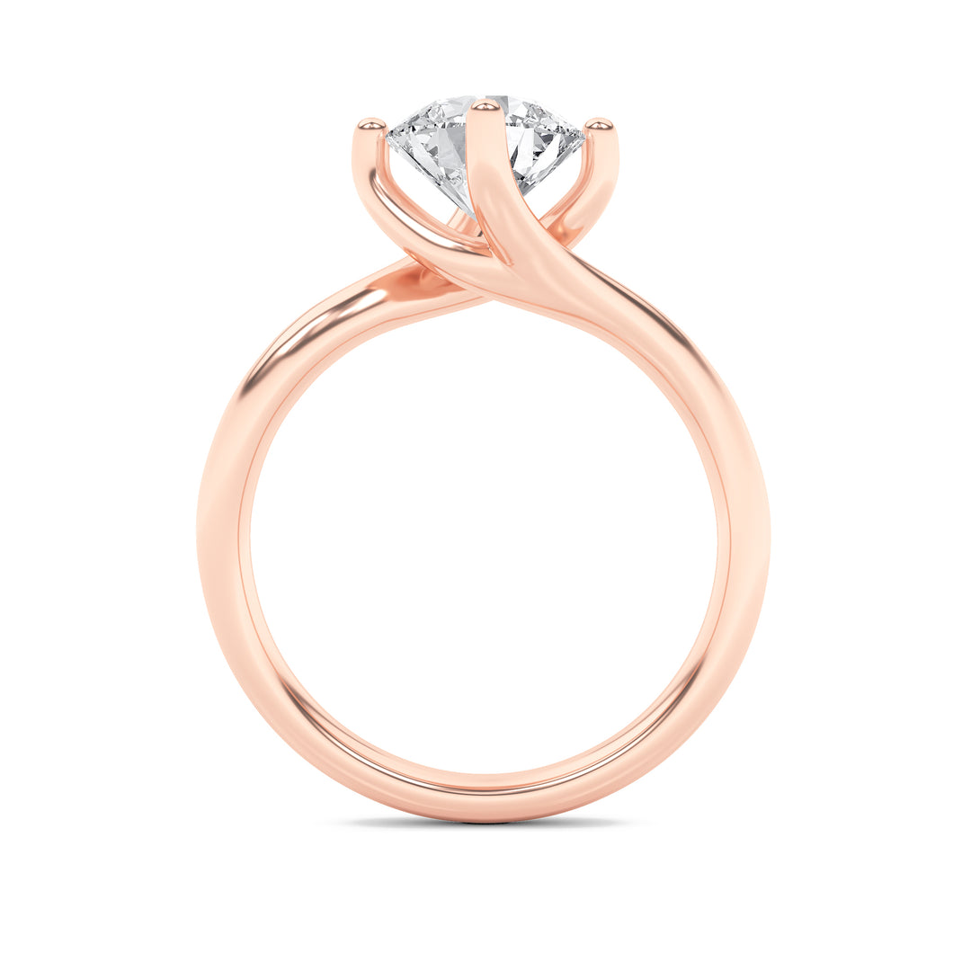 1CTW Round Shaped Lab Grown Diamond (F/VS) Bypass Shank Engagement Ring in 14K Gold