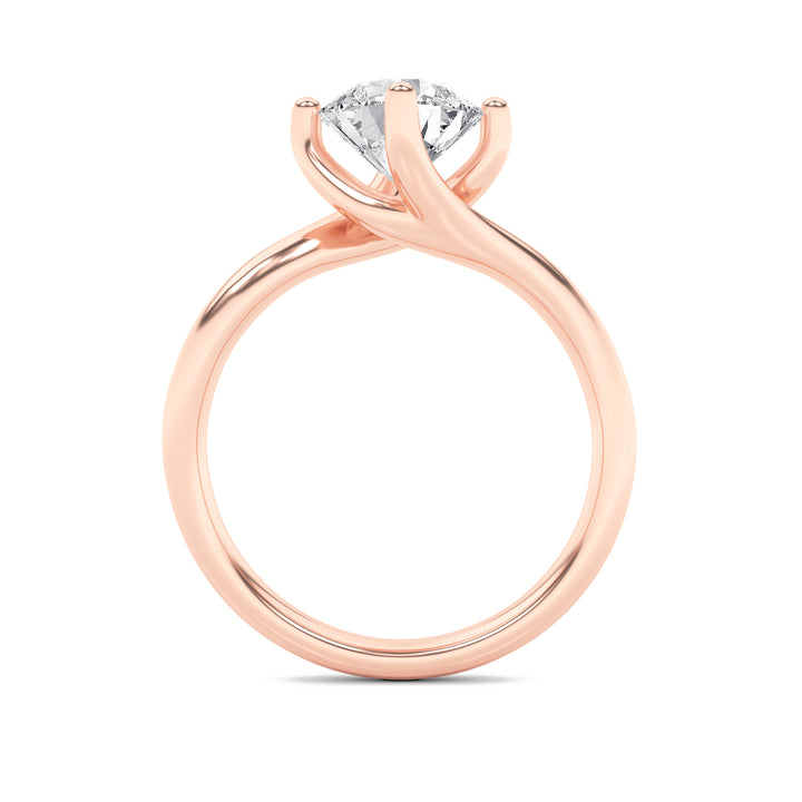1CTW Round Shaped Lab Grown Diamond (F/VS) Bypass Shank Engagement Ring in 14K Gold