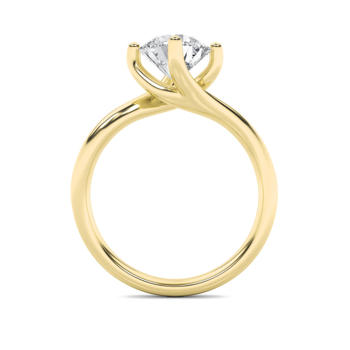 2CTW Round Shaped Lab Grown Diamond (G/VS) Bypass Shank Engagement Ring in 14K Gold