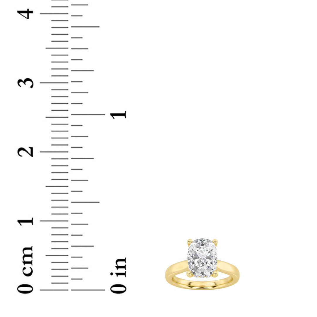 1CTW Elongated Cushion Shaped Lab Grown Diamond (F/VS) Hidden Halo Cathedral Shank Engagement Ring in 14K Gold