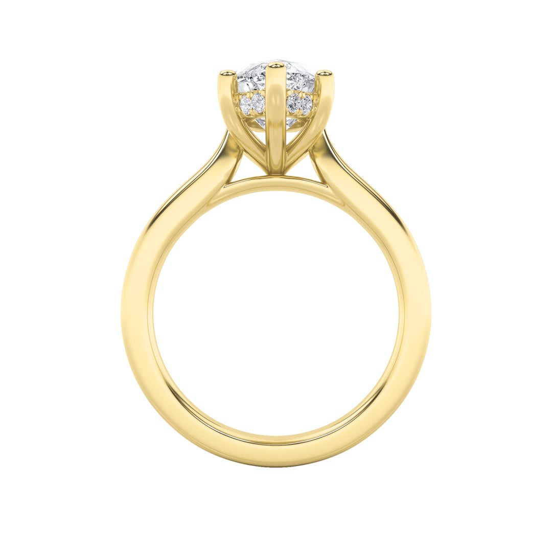 1CTW Marquise Shaped Lab Grown Diamond (F/VS) Hidden Halo Cathedral Shank Engagement Ring in 14K Gold