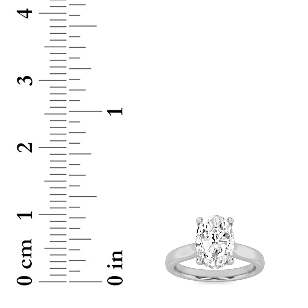 2Cttw Oval Shaped Lab Grown Diamond (F/VS) HiddenHalo Cathedral Shank Engagement Ring in 14K Gold