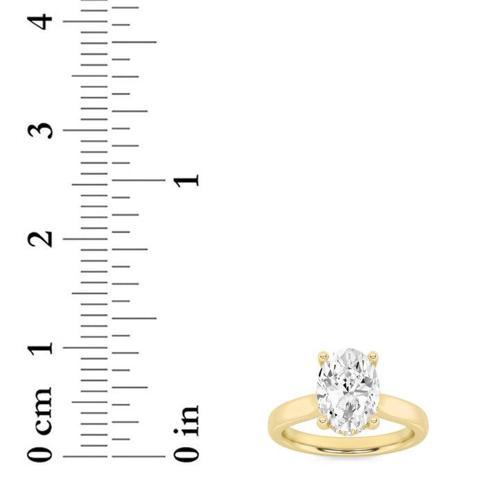 2Cttw Oval Shaped Lab Grown Diamond (F/VS) HiddenHalo Cathedral Shank Engagement Ring in 14K Gold